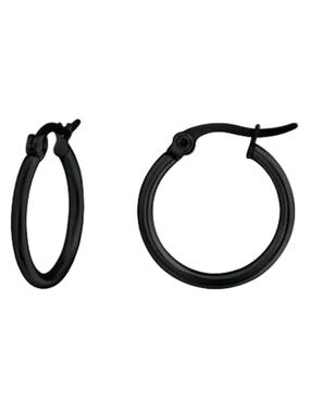Surgical Stainless Steel Black Hoop Earrings Unisex Adults